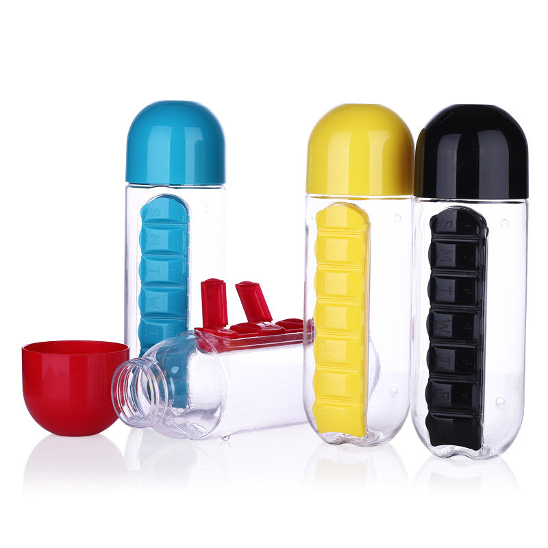 Pill Box Organizer Drinking Bottle