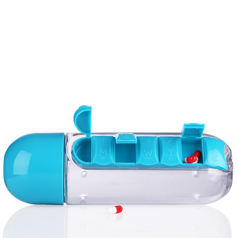 Pill Box Organizer Drinking Bottle