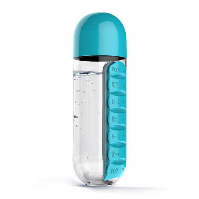 Pill Box Organizer Drinking Bottle