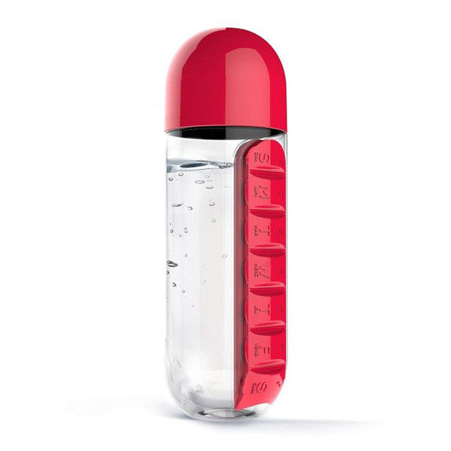 Pill Box Organizer Drinking Bottle